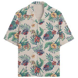 New! Jurassic Park Dinosaurs Hawaiian Shirt Men's XXL Velociraptor Dilophosaurus